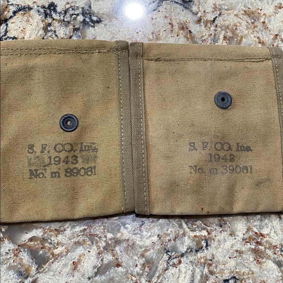 World war 2 ammo belt WW2 military heavy duty belt with 4 pouches 1943 sf co inc - Picture 6 of 7